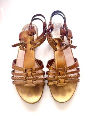 ♥️ DIOR GOLD METALLIC LEATHER GLADIATOR SANDAL FIR SUMMER